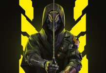 Ghostrunner 2 | Análise Análise de Ghostrunner 2 (PS5) apresentando um homem empunhando uma espada em fundo amarelo e preto.