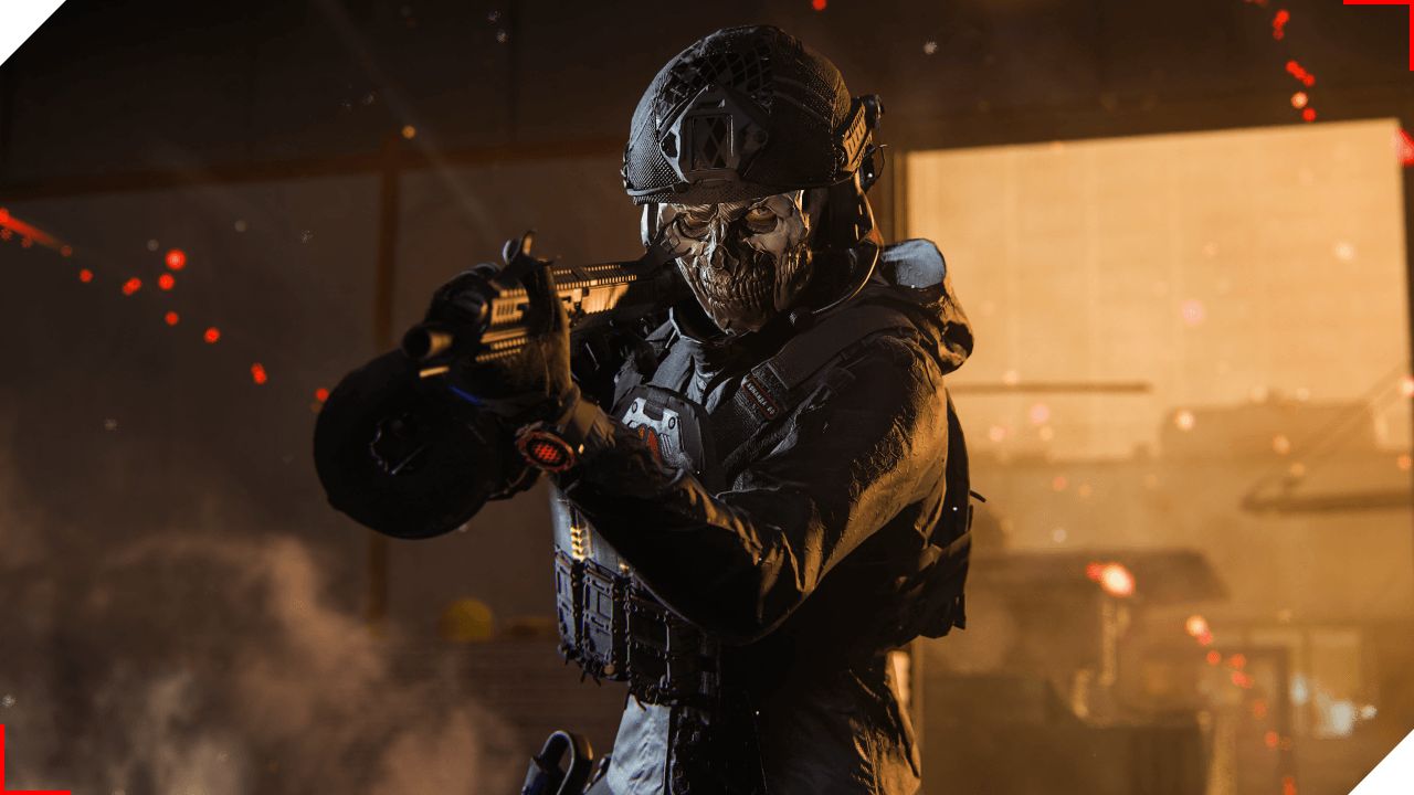 Um soldado em Call of Duty, segurando uma arma na frente da fumaça.
