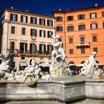 The Fountain of Neptune at daylight in Piazza Navona city square
